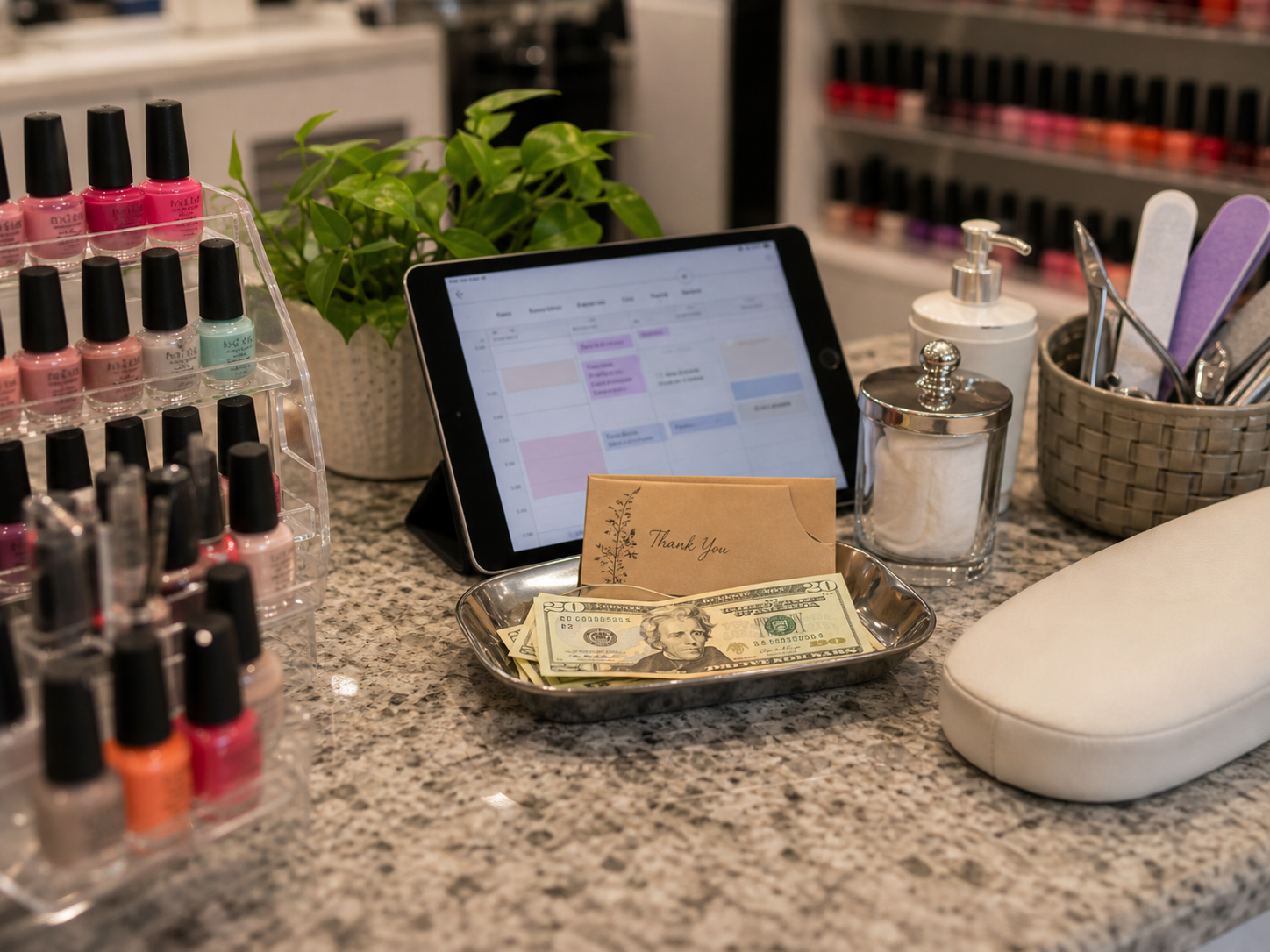 atm cash payment at nail salon